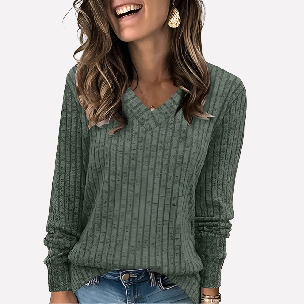 Vrouwen V-hals Lange Mouwen Top – Stijlvol en Comfortabel
