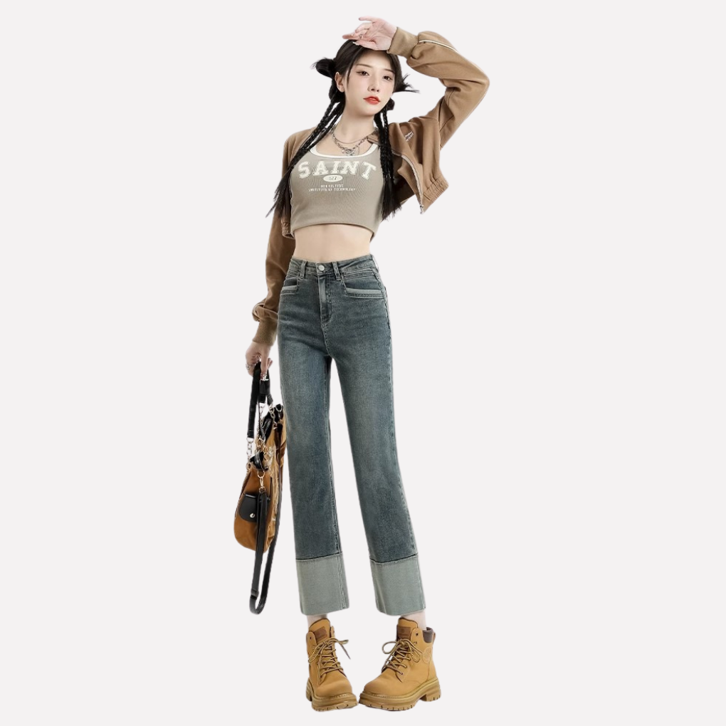 Vrouwen Hoge Taille Brede Pijpen Jeans