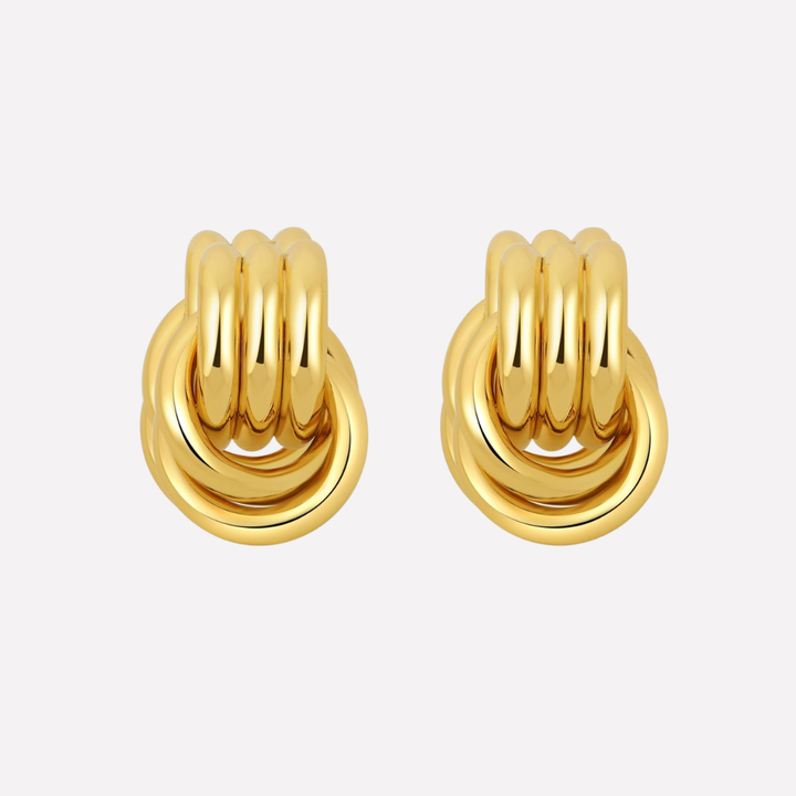 Gouden Knoop Druppel Oorringen