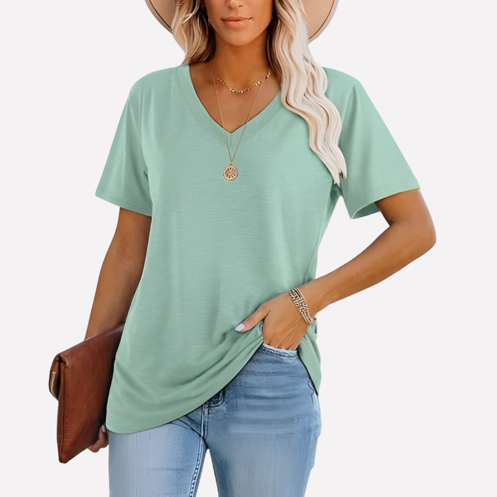 Vrouwen V‑Hals Korte Mouwen Top
