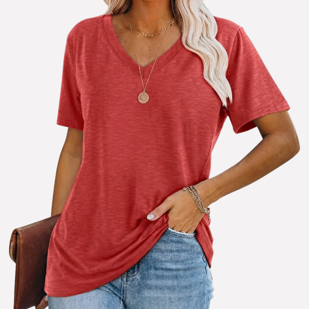 Vrouwen V‑Hals Korte Mouwen Top