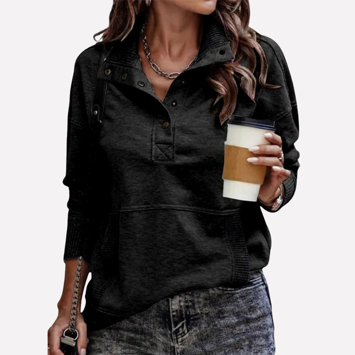 Casual Lang‑Mouwen Staande Hals Sweatshirt