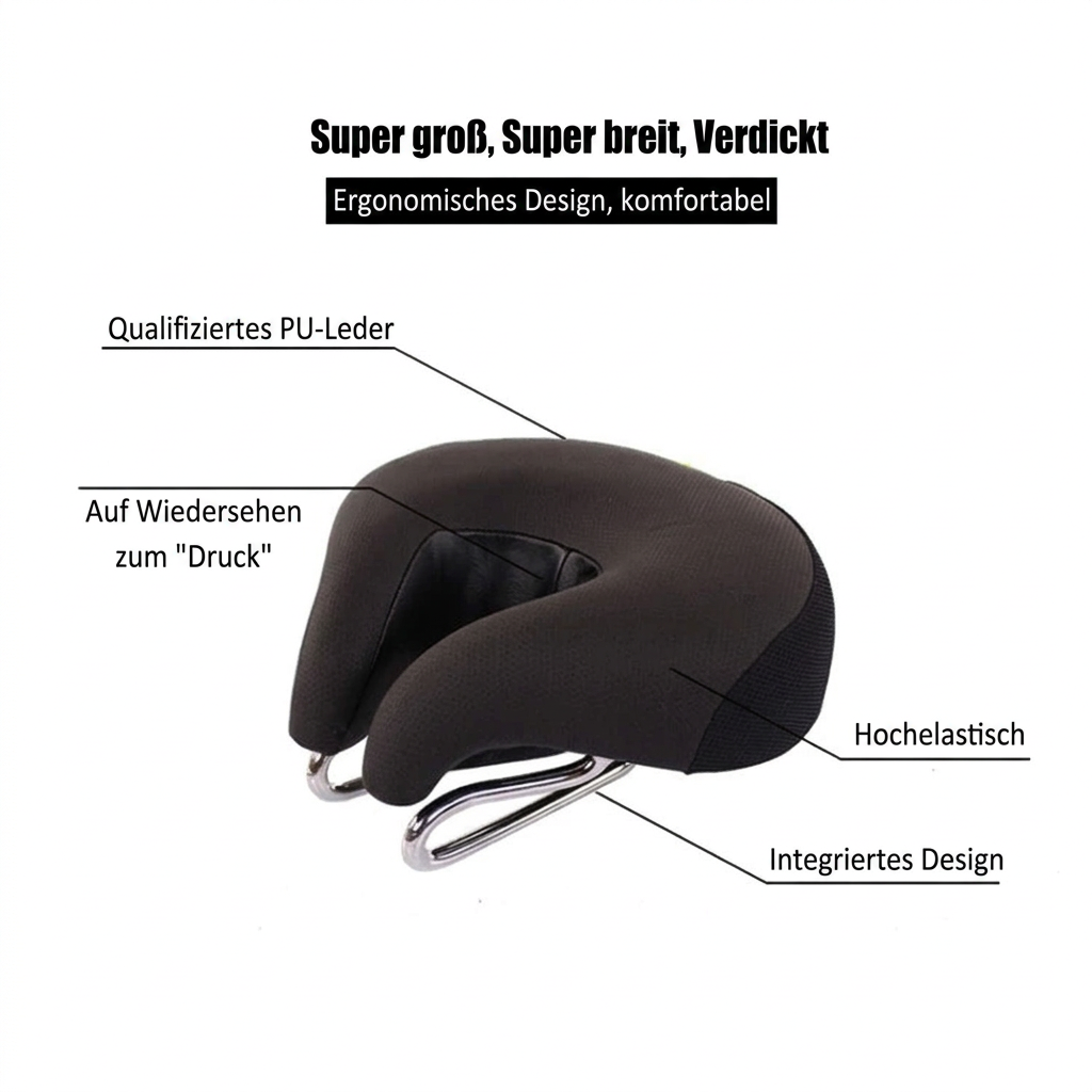 Mountainbikezadel zonder neus | Ergonomisch gevoerd zitkussen | Drukverlichting