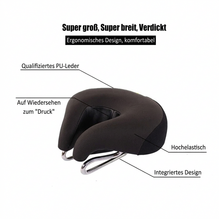 Mountainbikezadel zonder neus | Ergonomisch gevoerd zitkussen | Drukverlichting