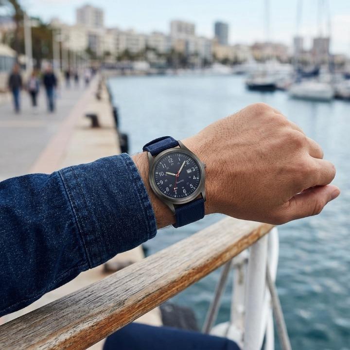 Militair horloge met nylon band – waterdicht, schokbestendig, met lichtgevende wijzers