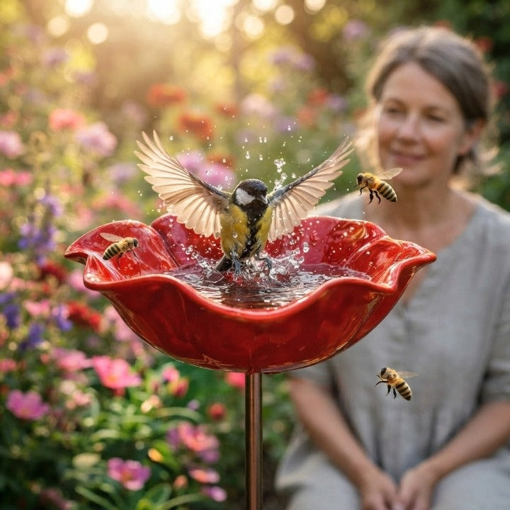 Metalen klaproos-vogeldrinkplaats-stekker – tuin- en balkondecoratie, 60 cm