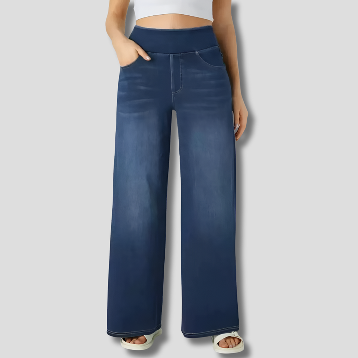 Elastische broek met hoge taille