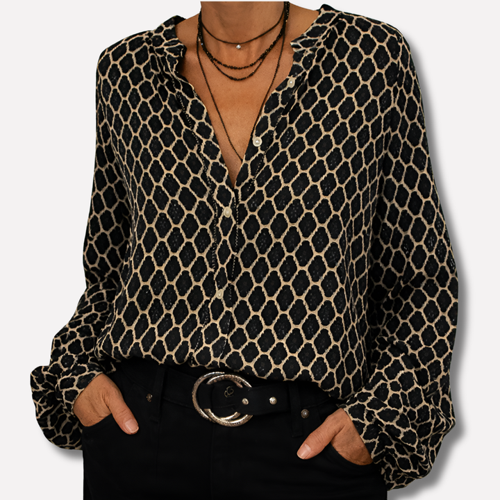 Bedrukte elegante blouse met V-hals