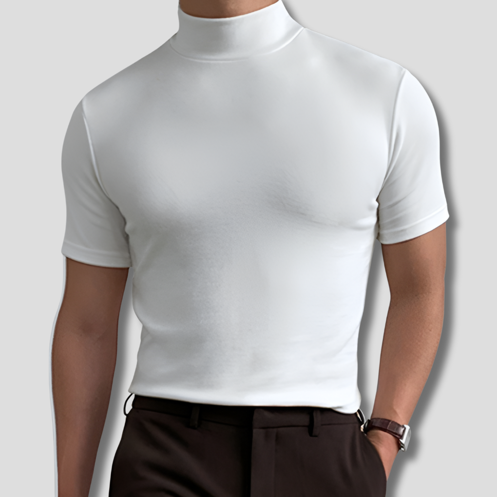 Heren T-shirt met hoge kraag