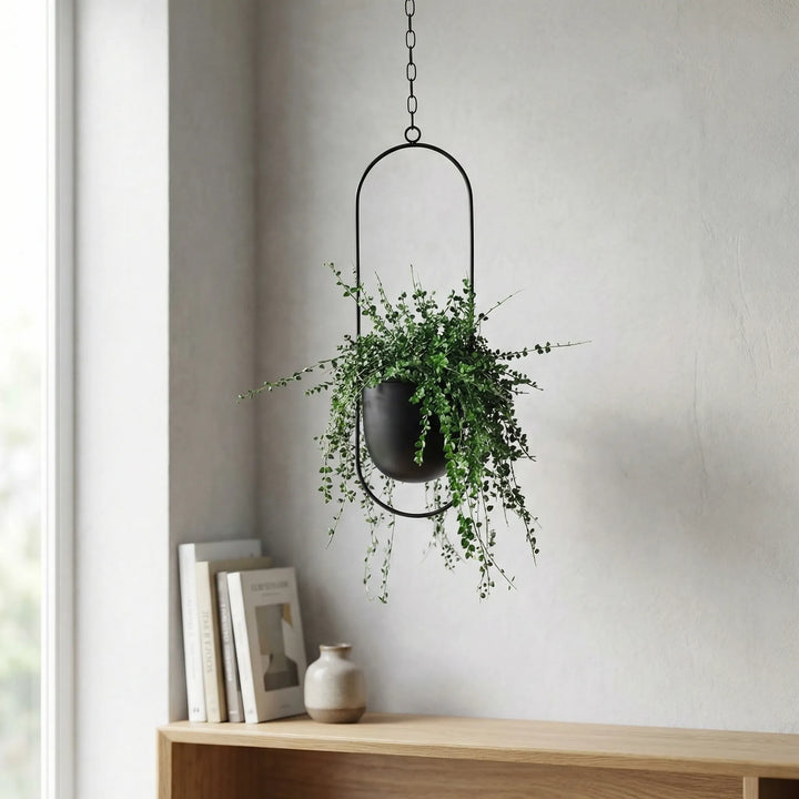 Hangende bloempot met geometrisch frame – Floraveil