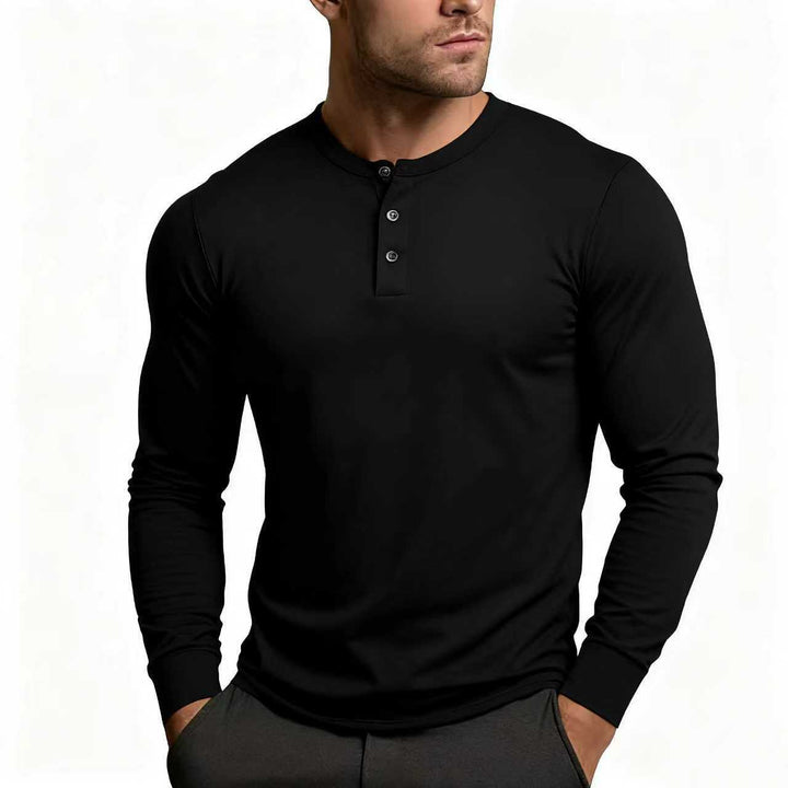 Henleyshirt voor heren | Slim fit, lange mouwen met knoopsluiting