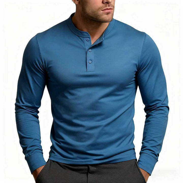Henleyshirt voor heren | Slim fit, lange mouwen met knoopsluiting