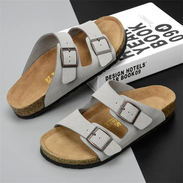 Luchtige, comfortabele leren herensandalen met verstelbare bandjes – Matteo