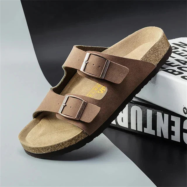 Luchtige, comfortabele leren herensandalen met verstelbare bandjes – Matteo