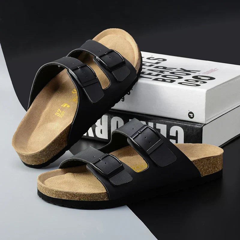 Luchtige, comfortabele leren herensandalen met verstelbare bandjes – Matteo
