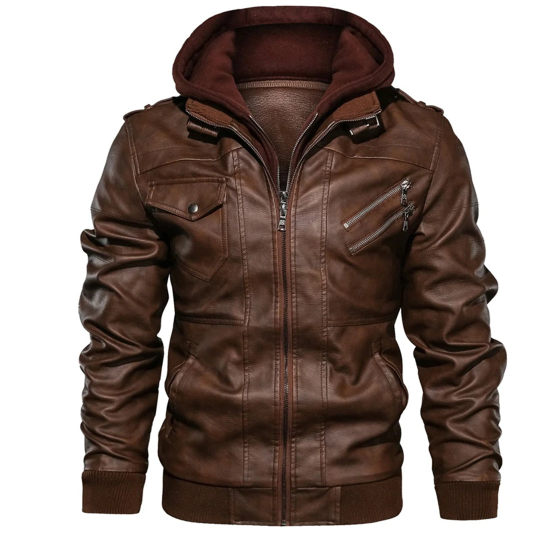 Mucho - Leren jack met capuchon voor mannen