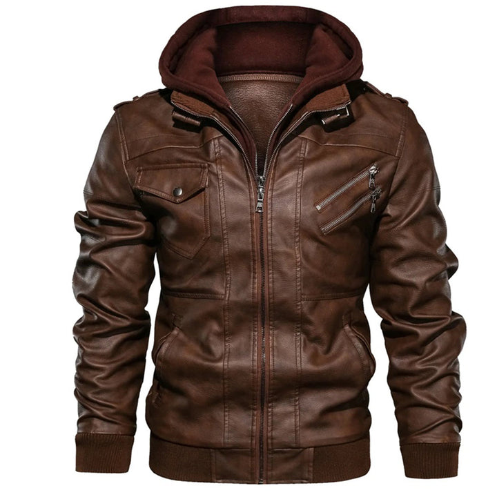 Mucho - Leren jack met capuchon voor mannen