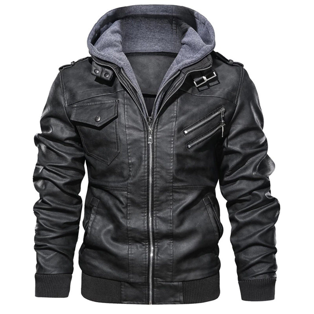 Mucho - Leren jack met capuchon voor mannen