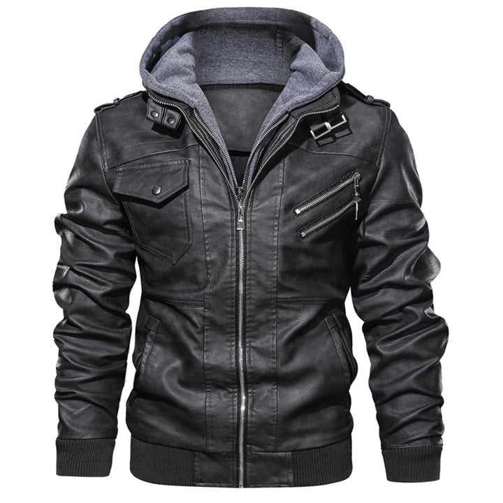 Mucho - Leren jack met capuchon voor mannen