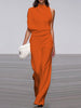 Mouwloze Jumpsuit met Open Rug en Flared Pijpen