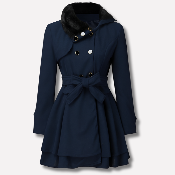Dames Winterjas met Knopen en Riem – Elegantie en Warmte in Één