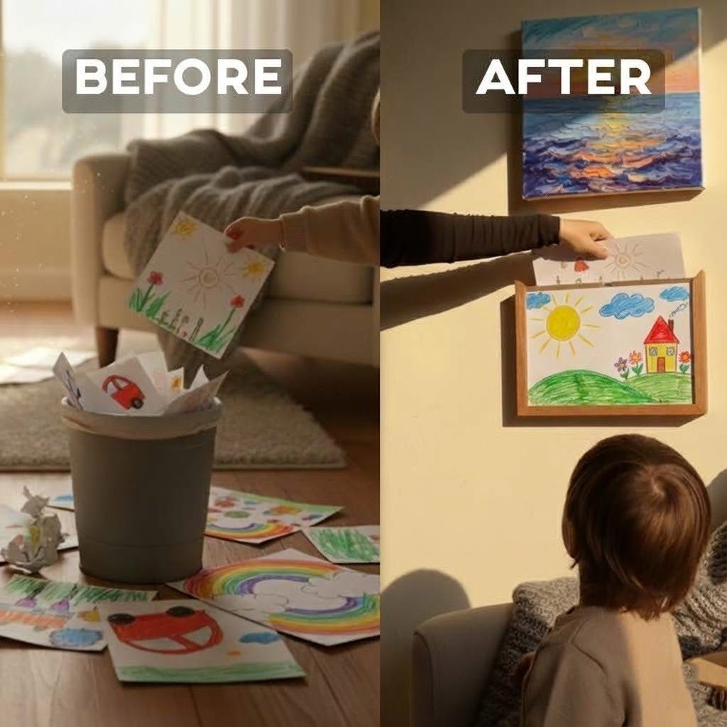 Kinderfotolijst met opbergruimte voor kunstwerken en knutselprojecten