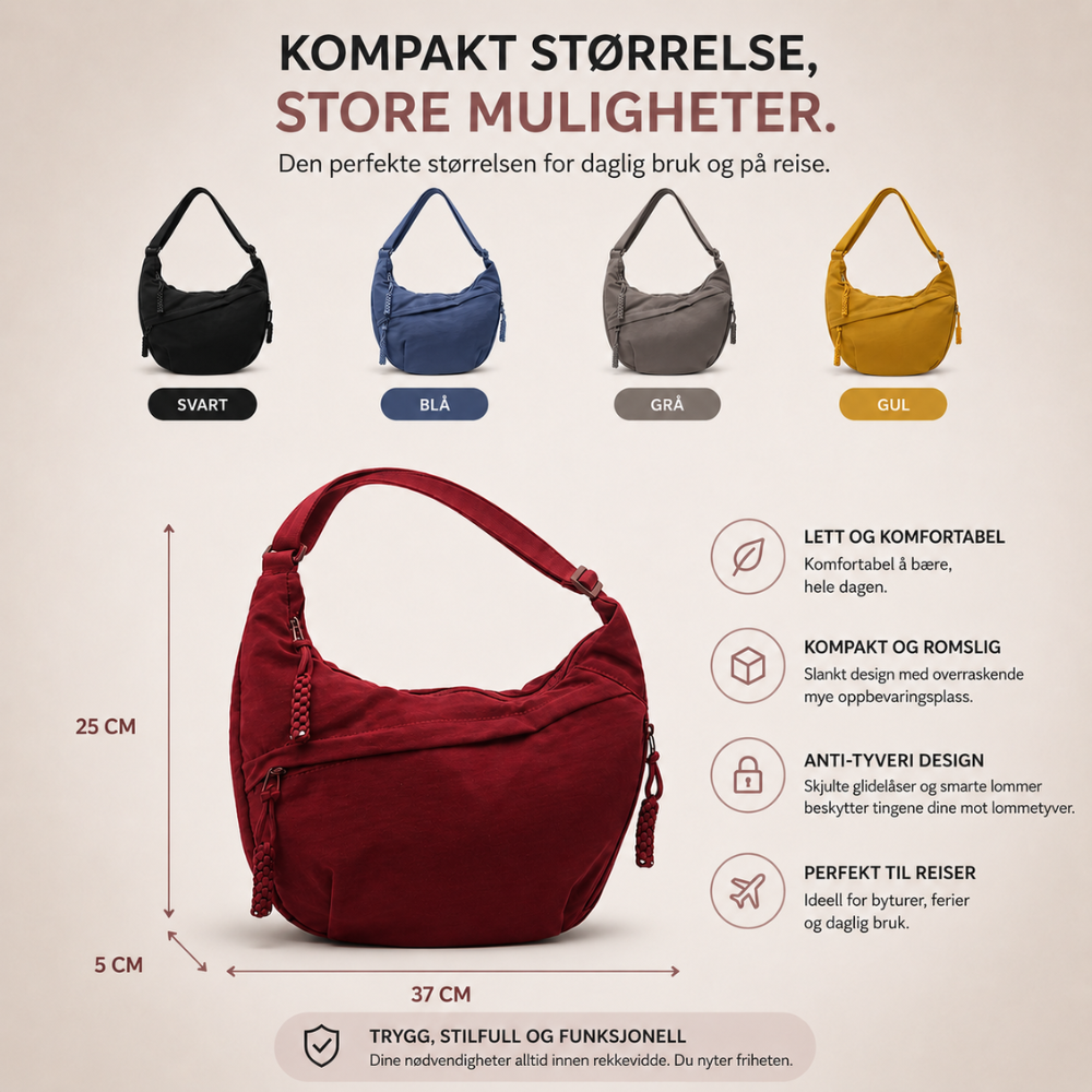 Schoudertas - verstelbare draagband, nylon crossbodytas met meerdere vakken