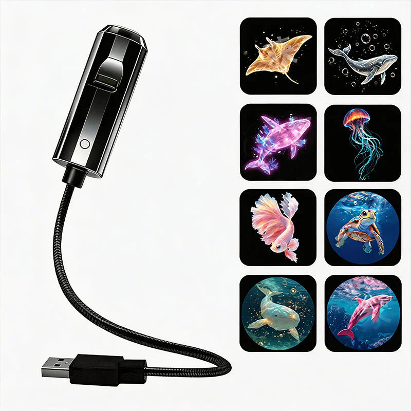 Led-sterrenprojector Galaxy met 10 dia's en flexibele USB-arm