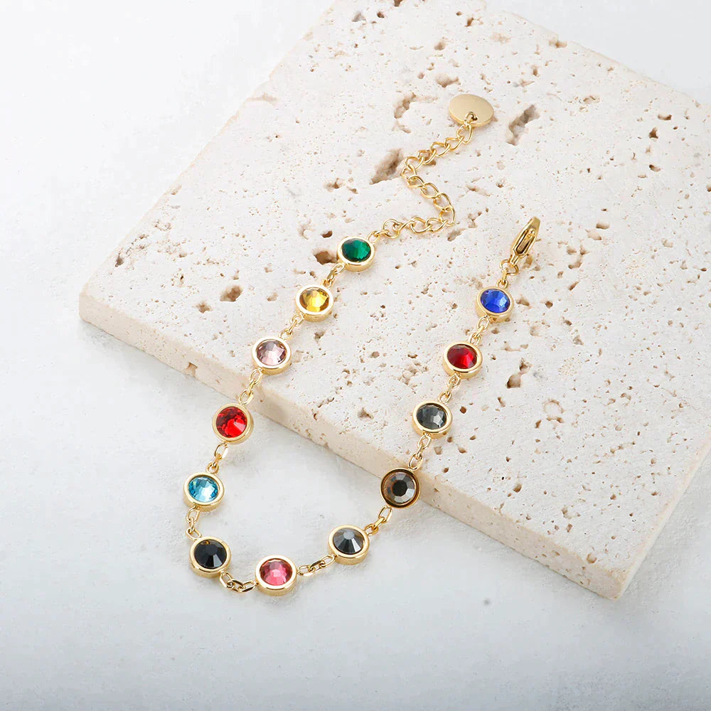 Kleurrijke kristallen bedelarmband