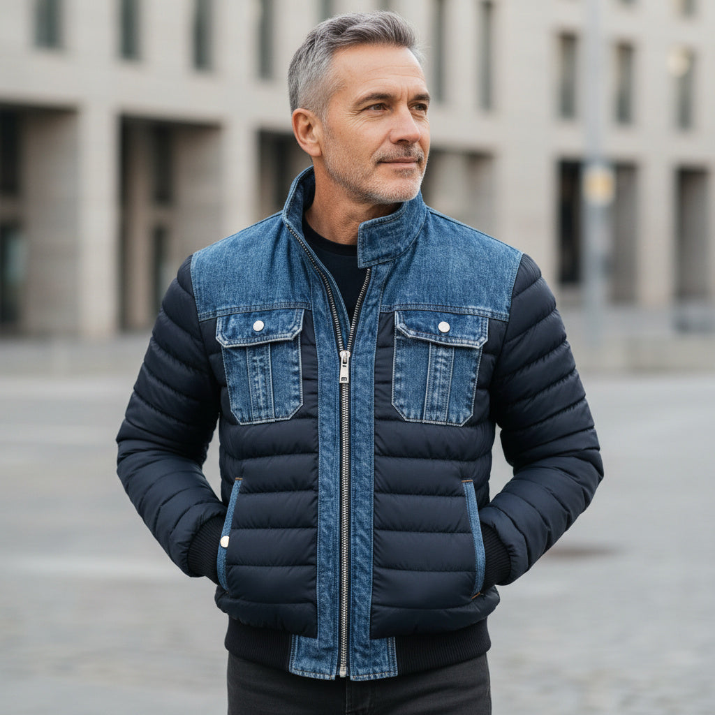 Jori™ | Stijlvolle Gewatteerde Denim Jas
