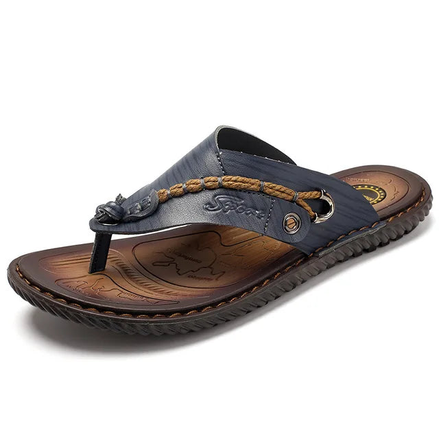 Stijlvolle Leren Teenslippers Voor Heren