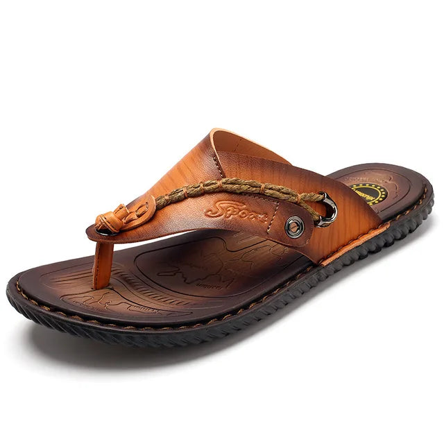 Stijlvolle Leren Teenslippers Voor Heren