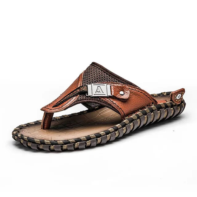 Stijlvolle Leren Teenslippers Voor Heren