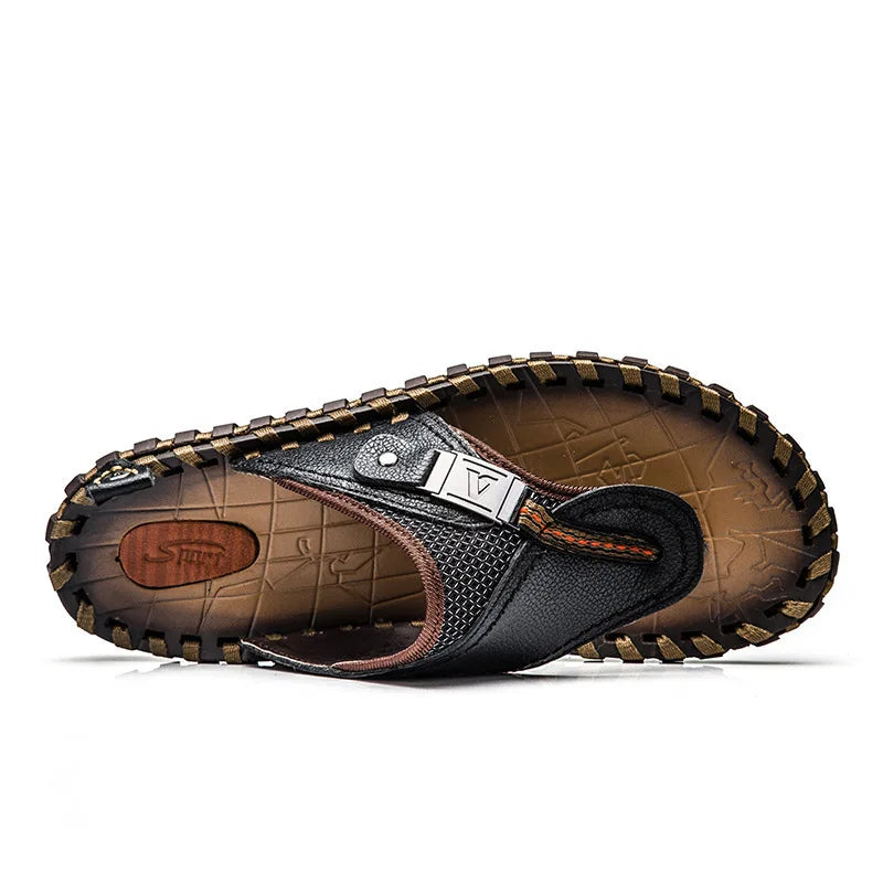 Stijlvolle Leren Teenslippers Voor Heren