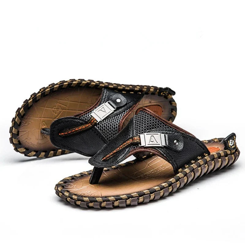 Stijlvolle Leren Teenslippers Voor Heren