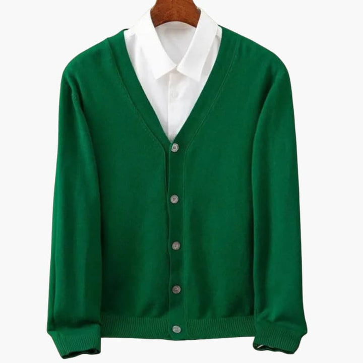 Heren V‑hals Knopen-Voorkant Cardigan – Klassieke Gebreide Laag