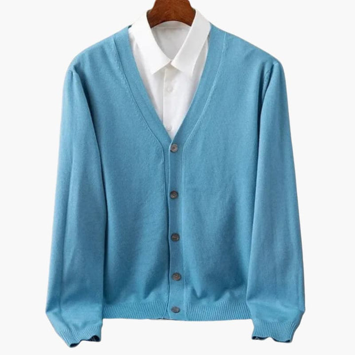Heren V‑hals Knopen-Voorkant Cardigan – Klassieke Gebreide Laag