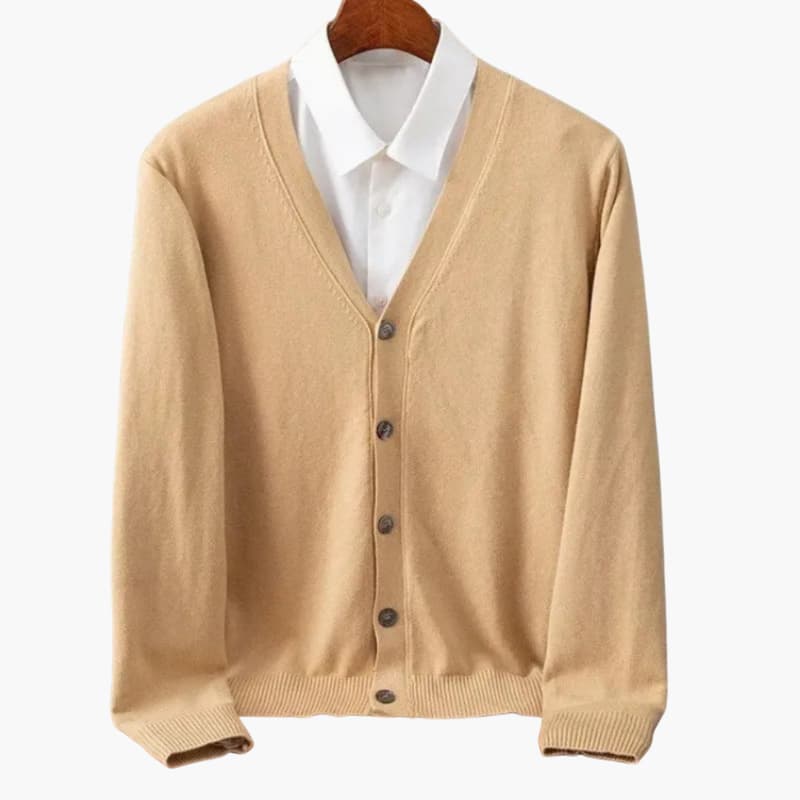 Heren V‑hals Knopen-Voorkant Cardigan – Klassieke Gebreide Laag