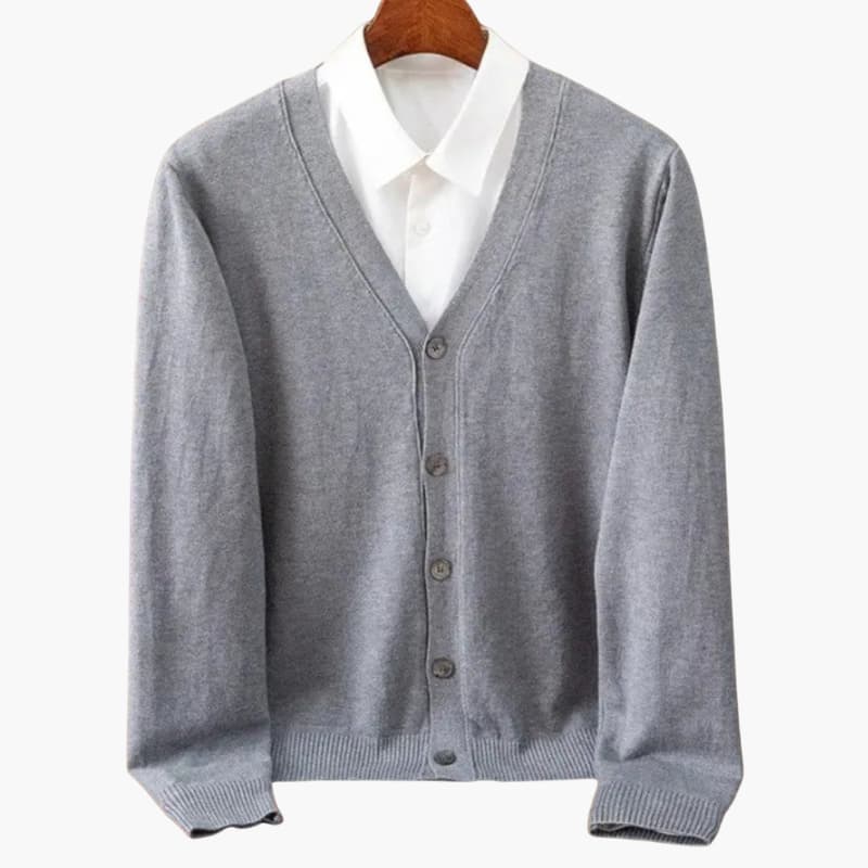 Heren V‑hals Knopen-Voorkant Cardigan – Klassieke Gebreide Laag