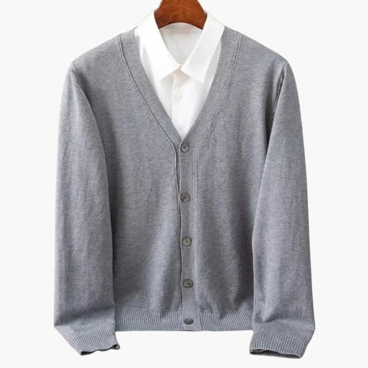 Heren V‑hals Knopen-Voorkant Cardigan – Klassieke Gebreide Laag