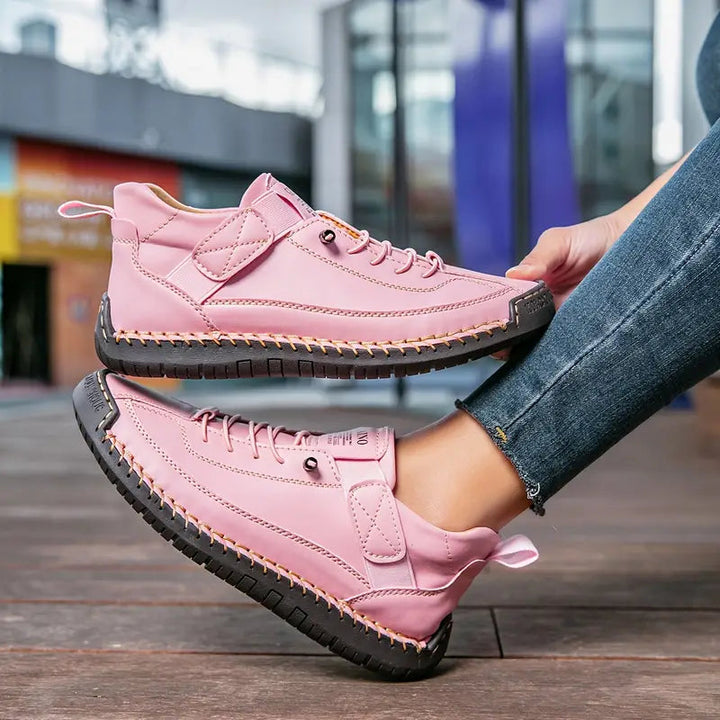 Comfortabele Lichtgewicht en Ademend Leren Sneakers voor Dames