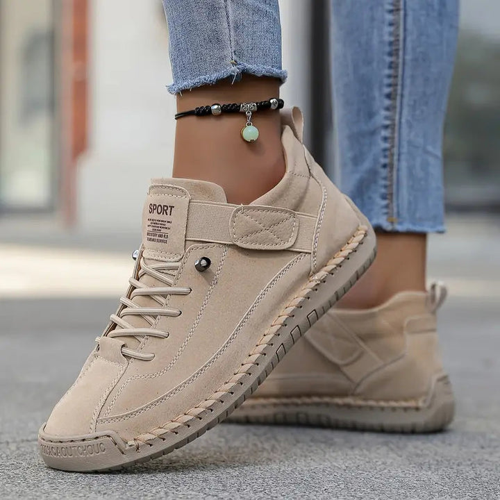 Comfortabele Lichtgewicht en Ademend Leren Sneakers voor Dames
