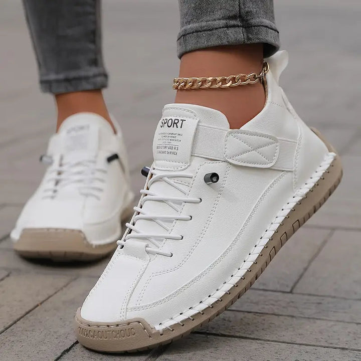 Comfortabele Lichtgewicht en Ademend Leren Sneakers voor Dames