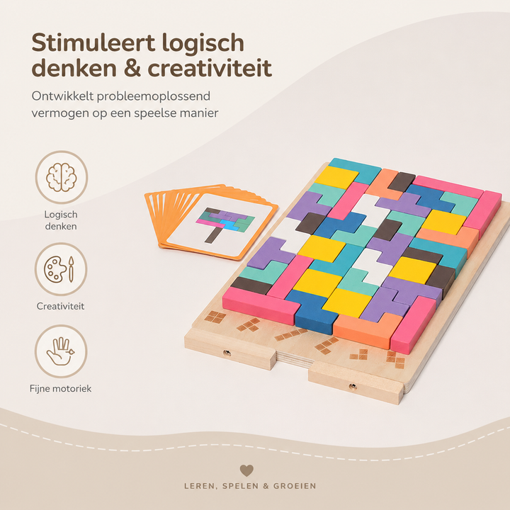 Montessori Tetris-stapelpuzzel van hout – leerspeelgoed