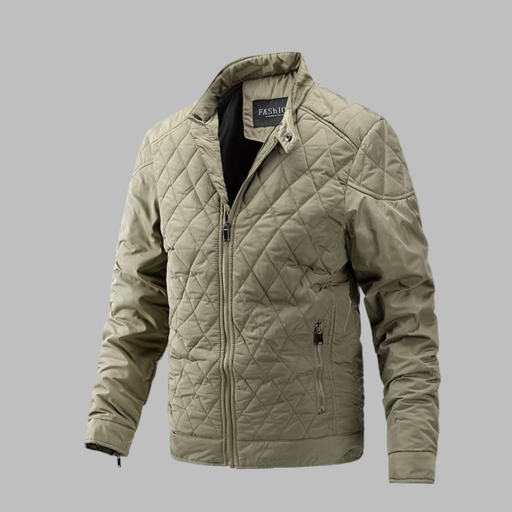 Elegante gewatteerde jas voor heren in overgangsstijl