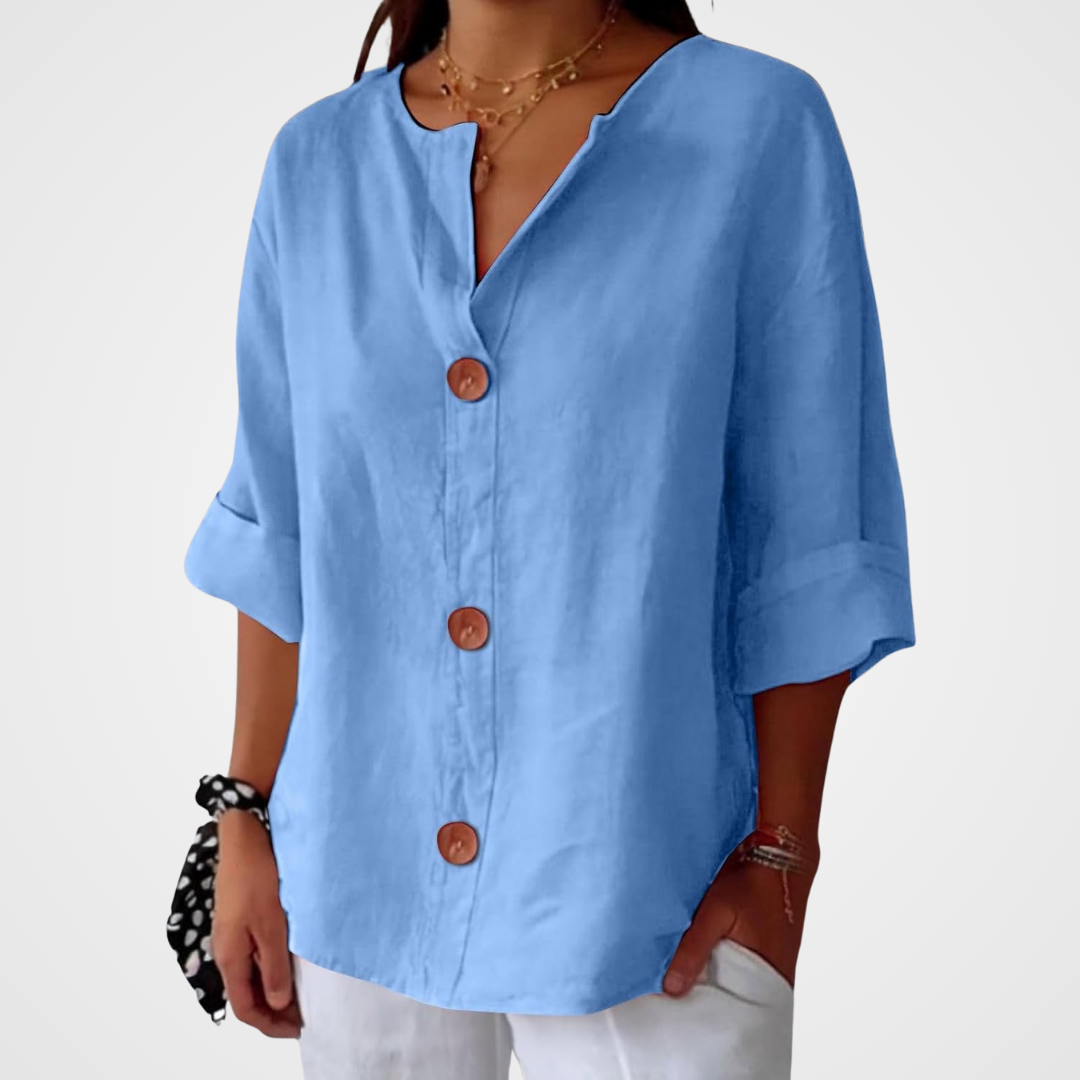 Olivia – losse linnen blouse: lichte en comfortabele zomertop