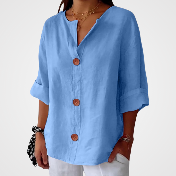 Olivia – losse linnen blouse: lichte en comfortabele zomertop