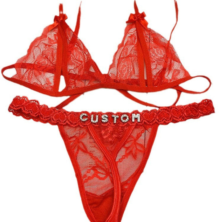 LaceFlair gepersonaliseerde kanten lingerie met kristallen letters