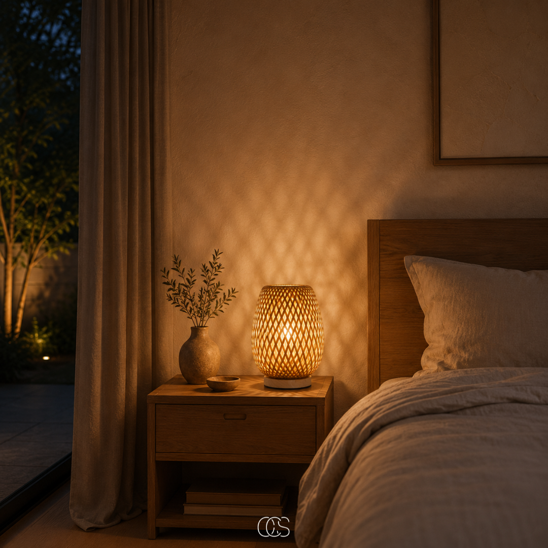 Snoerloze bamboe tafellamp – Scandinavische dimbare LED met 3 lichtkleuren