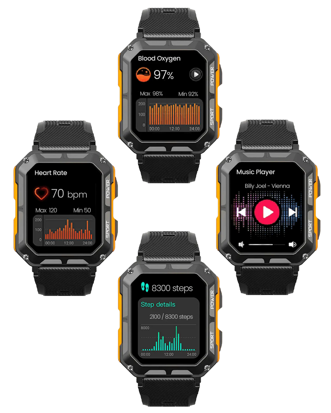 Robuuste smartwatch met hartslagmeter en stappenteller – EnduranceX